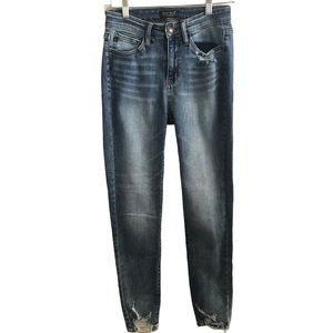 Judy Blue Jeans Skinny Fit Distressed Raw Hem Mid Rise O5